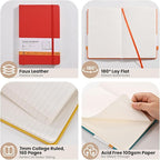 Hompower Lined Notebook Journals for Writing 5.5 x 8.2 inches, 160 Pages A5 Size with Expandable Pocket, Hardcover Notebooks for Work, 100GSM Paper (Assorted 8 Colors)