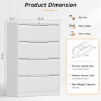 Bestoo 4-Drawer Lateral File Cabinet with Lock, Filing Cabinet for Home Office, Metal File Storage Cabinets, Fits File Folders, Letter/Legal/F4/A4 Sizes, Assembly Required (White)