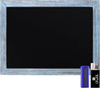 HBCY Creations 18" x 24" Rustic Blue Solid Wood Frame Wall Chalkboard, Magnetic Surface, Home Décor, Restaurant & Café Menus, Blackboard, Includes Chalk, Eraser & Hanging Hardware