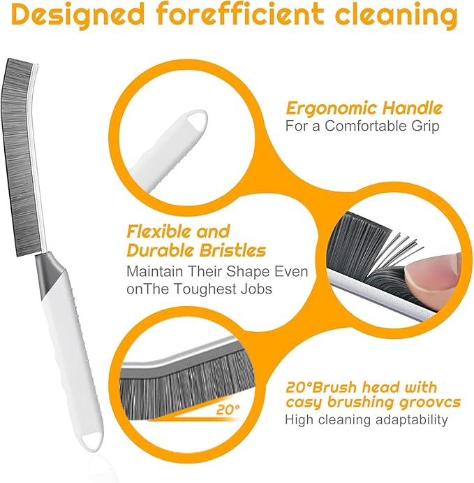 SUOXU Household Thin Cleaning Brushes,2pcs Hard Bristle Grout Scrub Brush Tool for Cleaning Tight Spaces in Home Kitchen Bathroom