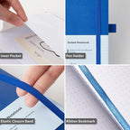Heture Hardcover Notebooks, A5 Dotted Journal Notebook for Writing 160 Pages, 8.2 x 5.5 inch, Classic Dotted Notebooks for College/Work/Travel(Blue 3 Pack)