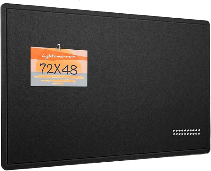 Lightomorrow Large Bulletin Board - 72 x 48 Inches, Decorative Felt Pin Board for Wall - 6' x 4' Foldable Photo Display Board with Self-Adhesive Tape, Includes 20 Push Pins - Black
