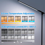 Ddlisu LED Desk Lamp with USB Charging Port, 5 Color Modes 10 Brightness, Dual Swing Arm Dimmable Desk Lamps for Home Office Nail Dorm (Black)