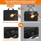 5200℉ Fireproof Accordion File Organizer with Lock, Thickened Document Organizer 13 Colorful Pocket with Labels, Important Document Organizer, Expanding File Folder with Handle for Letter A4 (Black)
