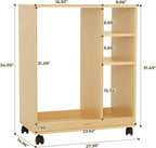 VISWIN Art Cart Organizer, Solid Pine Wood Art Supply Storage Organizer with Caster Wheels, 3-Tier Multifunctional Rolling Utility Storage Cart for Studio, Classroom, Artists - Natural