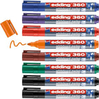 edding 360 whiteboardmarker set - diverse kleuren - 8 whiteboardstiften - ronde punt 1,5 - 3 mm - boardmarker uitwisbaar - voor whiteboard, flipchart, prikbord, memobord - sketchnotes - navulbaar