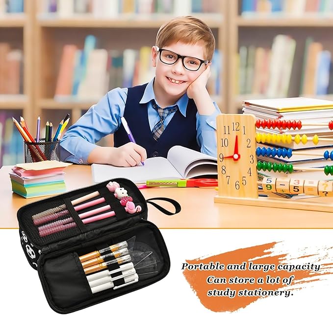 BOENLE Football Soccer Pencil Case Box Boys Girls Large Pencil Pouch Zipper Compartments Big Capacity Stationery Pen Bag Organizer Kids Teens Adults School