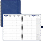 POPRUN 2026 Weekly Planner (A4-8.25'' x 11.75''), Quarter-Hourly Appointment Book (Jan. 2026 to Dec. 2026) with Monthly Tabs, Spiral Softcover, 2 Inner Pockets, Pen Holder - Indigo Blue