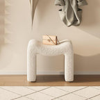 ZYKZYK Ottoman Vanity Seat, Plush Velvet Backless Stool and Small Foot Rest, Modern Accent Seating for Bedroom, Makeup Table or Living Room, White