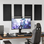TONOR 4 PCS Large Acoustic Panel, 23.6″ * 11.8″ * 2.05″ 3D Fiberglass Sound Proof Panel with Full Self-adhesive, Decorative Echo Absorbing Wall Panel, for Studio, Living Room, Home, Office, Black