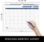 PAPERAGE 2026 Calendar, 12 Months (January 2026 - December 2026), Medium (11.5 in x 14.75 in), Minimalist Wall and Desk Calendar with Monthly Views, Yearly Plans & Notes Section – Navy