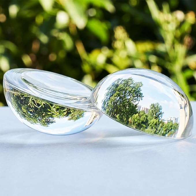 12 Pcs Crystal Dome Magnifying Paperweight, 6X Dome/Paperweight Magnifier Clear Distortion-Free Optics Convex Lens Set for Physics Classroom Home Decor, Paper Weights for Outdoor Events, 1.6inch