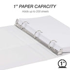 Samsill Economy 1 Inch Mini 3 Ring Binder, Made in The USA, Round Ring Binder, Non-Stick Customizable Cover, White, 6 Pack