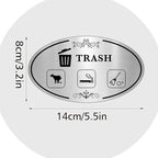 2PCS Recycle Stickers for Trash Bins, Self-Adhesive Waterproof Brushed Silver Trash and Recycling Stickers for Trash Can, Kitchen, Office, Garbage Bin Indoor, Outdoor Use 5.5x3.2IN