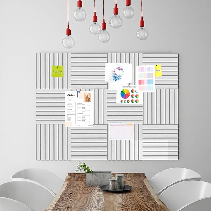 Cork Boards for Walls 48" x 36" Felt Board Alternative, 12 Pack Felt Wall Tiles Bulletin Board, Large Cork Board for Office Pin Board Tack Board Cork Boards