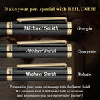 BEILUNER Black Personalized Fountain Pen,Stunning Luxury Lacquer,24K Gilded Nib(Fine),Gorgeous 24K Gold Finish, Ink Converter,Fancy Office Gift for Men&Women-Elegant, Graduation,Nice Pens for Writing
