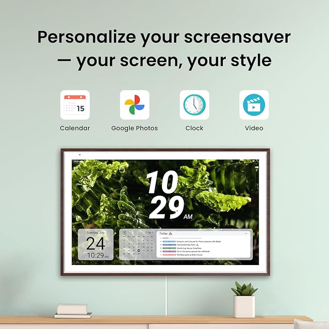 ApoloSign 27" 4K Digital Calendar: Dual Mode Calendars with Google Play & Multi-calendar Sync, Electronic Planner & Chore Chart, Smart Touchscreen, Interactive Display for Family Schedules (Dark Oak, 27-inch(4K))