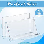 4 Pack 3x5 Index Card Display Holder Acrylic Cards Holder Stand Acrylic Business Card Holders Name Card Organizer Postcard Stand Display 200 Capacity for Studying Supplies No Card (Clear, 4 Pack)