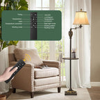 Traditional LED Floor Lamp with 350° Adjustable Swing Arm Lamp – Vintage Standing Pole lamp for Living Room, Bedroom and Office – Rustic Upright Floor Light for Home Décor with Silk Fabric Shade