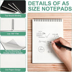 Engrowtic Dot Grid Notebook Top Spiral Notebook A5 Size Bullet Dotted Paper Hardcover Dot Journal 8.3''x 5.8'' 140 Pages Spiral Notepads for Sketching Drawing Writing School Office(Black,6 Pcs)