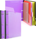 WOT I Telescoping Project Organizer 2-Pack, Refillable 3 Ring Binder with Dividers and Pockets, 13 Pocket Folders, 1 Inch 3 Rings, Purple