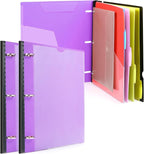 WOT I Telescoping Project Organizer 2-Pack, Refillable 3 Ring Binder with Dividers and Pockets, 13 Pocket Folders, 1 Inch 3 Rings, Purple