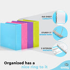 2 Inch Binder 3 Ring Binders, Slant D-Ring 2” Clear View Cover with 2 Inside Pockets, Heavy Duty Colored School Supplies Office and Home Binders Pink, Blue, Purple, Green (4 Pack) – by Enday