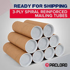 Paclord 4" x 12" Heavy-Duty Reinforced Cardboard Mailing Tube, Pack of 1 Tube with 2 Caps – Secure USPS Approved – Great for Shipping and Storing of Prints, Artwork, Posters or Documents
