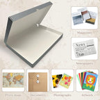 Golden State Art, Archival Folio Storage Box 13x19, Clamshell Design with Metal Edge, Preserve And Store Photos Documents Cards Prints Arts Crafts DIY, Gray