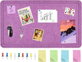 Vuzvuv Violet Purple 28"x16" Large Cork Board with 50 Push Pins & Sticky Notes, Self-Adhesive Bulletin Board for Wall, Felt Pin Vision Board for Paste Notes,Schedules Offices Home