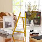 GALAGLAM Table Top Easels for Display, Metal Small Easel Stand for Display Tripod Art Picture Mirror Modern Plate Holder Floor Stands for Display Book Photo Wedding Sign(Gold)