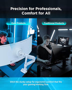 Ergounion Heavy Duty Monitor Arm for 13-49 Inch Ultrawide Screens, Holds Up to 44lbs, Fully Adjustable Single Monitor Mount, with Clamp & Grommet Base, 75/100mm VESA Desk Mount, White