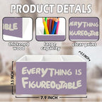 XPH Purple Inspirational Pen Pencil Holder Organizer for Desk, Inspirational Gifts for Women, Everything Is Figureoutable Motivational Wooden Box Sign for Home Office Desk Tabletop Decorations