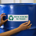 SmartSign Used Oil Filters Only, No Trash! Pack of 5 Recycle Labels | 3" x 10" Laminated Vinyl, Made in USA