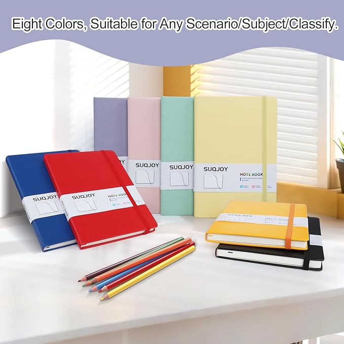 SUQJOY Lined Journal Notebooks for Writing, 100 GSM Thick Paper, 1 Pack Hardcover Notebooks, A5 College Ruled Notebook, Journaling Notebook for School/Travel/Office (Purple- 1 Pack)