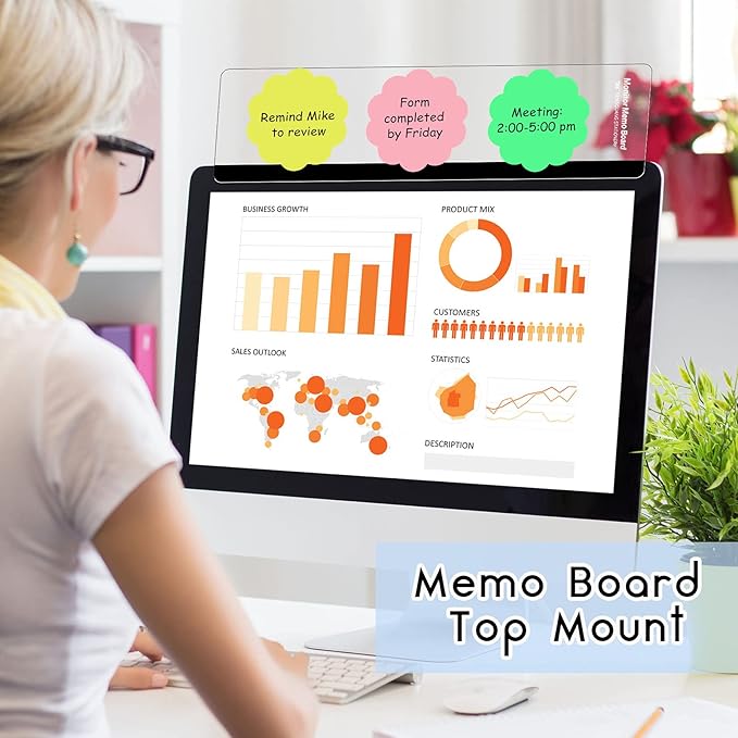 Zonon 4 Pieces Computer Monitor Notes Screen Monitor Memo Board Sticky Note Holder Message Board Computer Side Panel for Office Home Desktop Left and Right