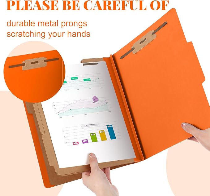 Skyygemm 36 Pcs Classification Folders Letter Size, 3 Divider Pressboard File Folder with Fasteners, Expanding File Organizer Bulk for School Teachers, Office Employee, Coworker, Staff (Orange)