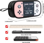 Easozoom Large Game Controller Pencil Case for Teen Girl Kid Capacity Pen Box Pouch Organizer Holder Bag with 3 Compartments & Zipper School College Office Supplies (1PCS Pencil Case) (Pink&White)
