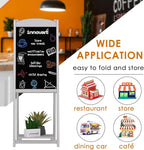 INNOVART Magnetic A-Frame Chalkboard Sign, Sidewalk Sign 45" x 17" With Display Shelf, Free Standing Easel for Restaurant, Business, Wedding or Events, White