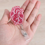 Anatomical Heart Badge Reel, Retractable ID Card Badge Holders, Medical Work Badge Clip for Pediatric Cardiology Cardiothoracic Surgery CICU, Cardiologist RN PA EKG/ECG Technician Perfusionist Gifts