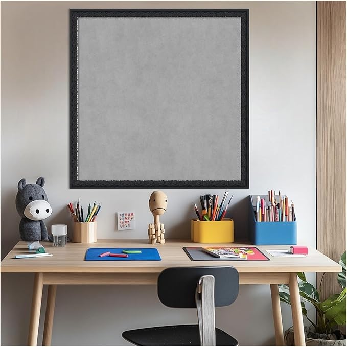 Amanti Art Black Framed Magnetic Board 26x26 Medium Vision Board for use with Magnets, 100% Metal Sheet to Display Items as Office Decor or for Home Organization in mudroom, Kitchen or Kids Room