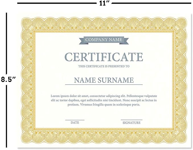 Elite Gold & White Parchment Certificate Papers - Pack of 25, NOT FOIL, Laser & Inkjet Printer Compatible, for Office, Business Awards, Graduation, School Diplomas, 8-1/2" x 11" on 60 lb. Text Stock