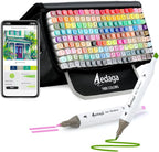 AEDAGA 168 Colors Alcohol Markers with Free App, Dual Tip Art Markers with Kickstand Case for Artists Adults, Alcohol Based Marker for Coloring Painting Sketching and Drawing, Great Gift