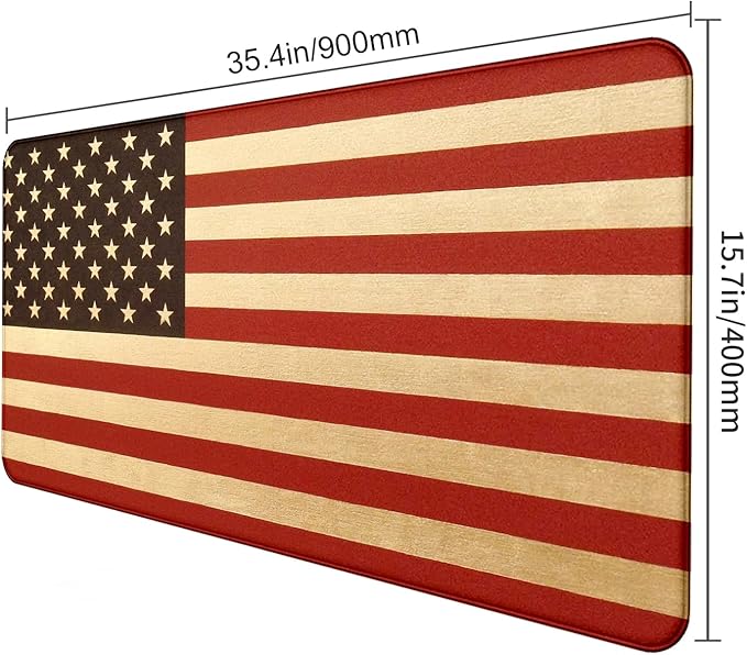 American Flag Extended Mouse Pad, Large Gaming Mouse Pad XXL Laptop Mouse Keyboard Pad 35.4 x 15.7-Inch Office Desk Decoration