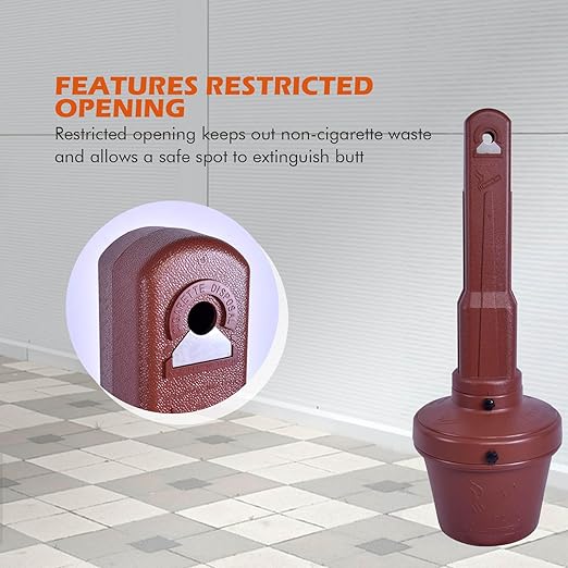 OranclUS Weatherproof Outdoor Standing Disposal Bin with Lid – Durable All-Weather Waste Receptacle for Yard, Porch, Deck, Terrace, Entrance (Coffee, 42in-2Pack)