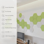 Amantech 12 Pack Acoustic Panels Self Adhesive Sound Proof Foam, High Density Sound Acoustic Foam Panel, 12 X 10.23 X 0.4 Inch Hexagon Wall Panels in Home,Office,Reccording Room,Studio (Fruit Green)