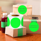 3 Inch Round Color Coding Labels (500 per Roll) - Colored Dot Stickers Round Labels for Inventory, Warehouse, Office Organizing - Fluorescent Green Circle Stickers