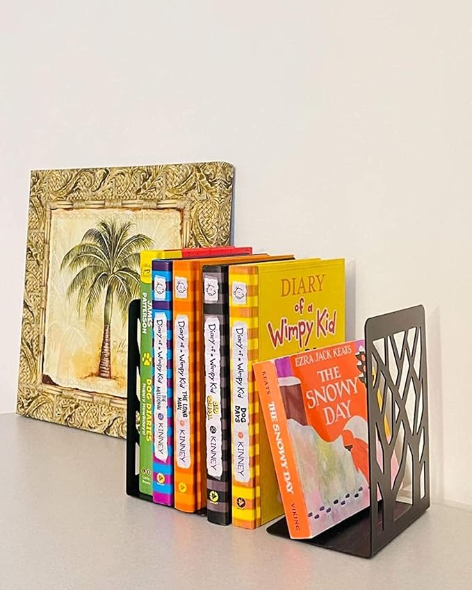 MSDADA Black Metal Bookends (7 Pairs, 14 Pieces) for Shelves, Office, Heavy Books, Home Decor