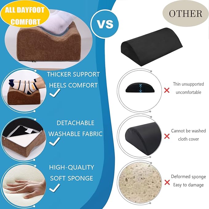 COMFelicify Foot Rest for Under Desk at Work, Ergonomic Under Desk Footrest with Washable Cover, Memory Foam Foot Stool for Office Chair & Gaming Chair, Back & Hip Pain Relief, Brown
