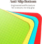 Cooler Kitchen 4 Piece Flexible Plastic Cutting Boards for Kitchen, BPA Free Plastic Cutting Mats For Kitchen - Extra Thick Chopping Mats - Mats Color Coded with Food Icons - Non Slip Dishwasher Safe